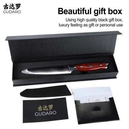 Gudaro - Cuchillo de cocina universal KENSHO 5, de damasco, 67 capas de acero, longitud 12,5 cm