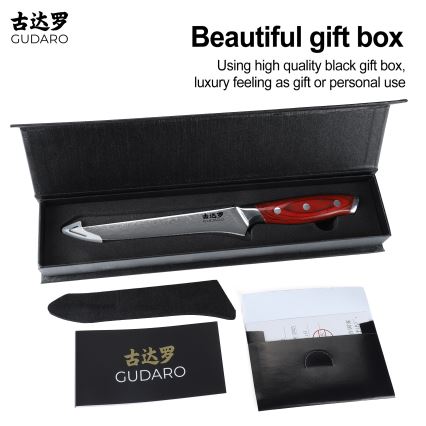 Gudaro - Cuchillo deshuesador KENSHO 6, acero damasco de 67 capas, longitud 15 cm
