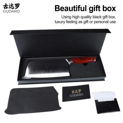 Gudaro - Hachuela de cocina KENSHO en acero Damasco 6,5, 67 capas de acero, longitud 16,2 cm