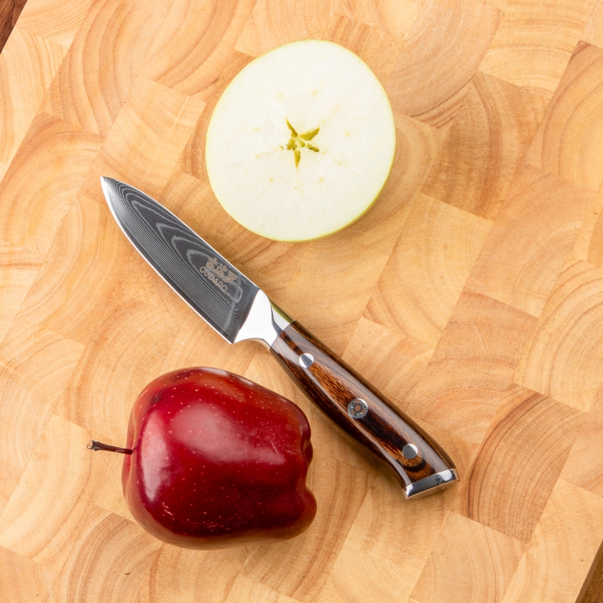 Gudaro - SET 2x cuchillo Santoku de Damasco FENG 7,5, 67 capas de acero, longitud 18 cm + 1x GRATIS cuchillo de cocina de Damasco FENG 3,5, 67 capas de acero, longitud 9,5 cm