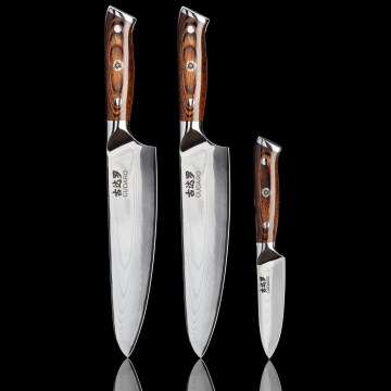 Gudaro - Pack de 2 cuchillos de chef de Damasco FENG 8