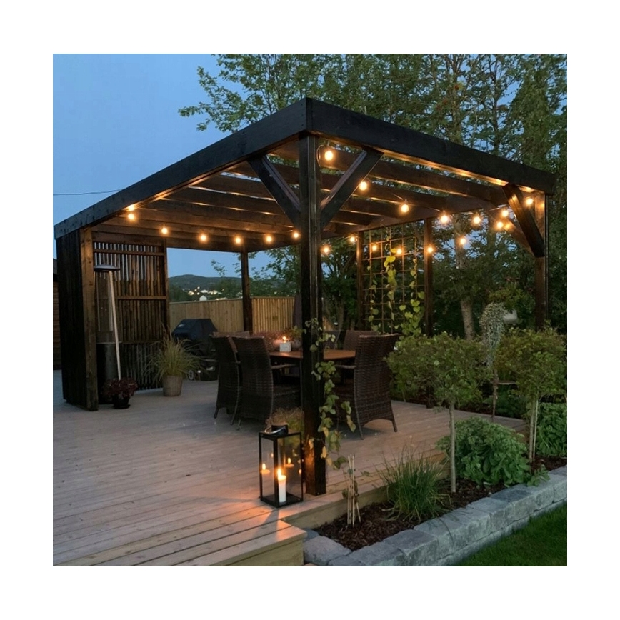 Guirnalda decorativa LED para exterior 20xE27/1W/230V, 11,44 m, IP44, negra