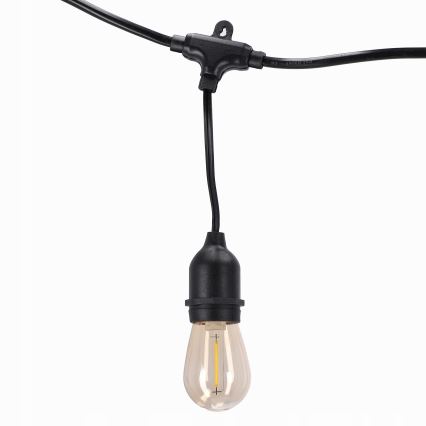 Guirnalda decorativa LED para exterior 20xE27/1W/230V, 11,44 m, IP44, negra