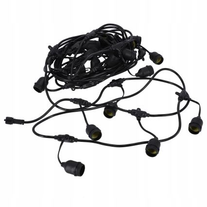 Guirnalda decorativa LED para exterior 20xE27/1W/230V, 11,44 m, IP44, negra