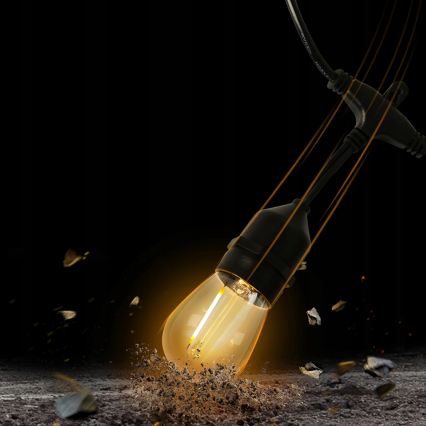 Guirnalda decorativa LED para exteriores 15xE27/1W/230V, 15,94 m, IP44, negra