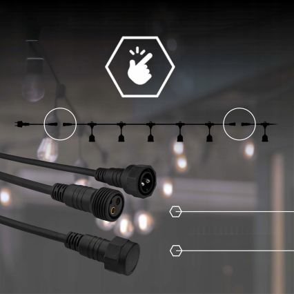 Guirnalda decorativa LED para exteriores 15xE27/1W/230V, 15,94 m, IP44, negra