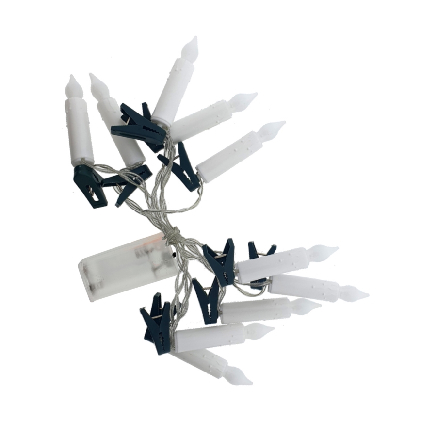 Guirnalda decorativa navideña LED 10xLED/2xAA 1,65 m, blanco cálido, luces en forma de vela