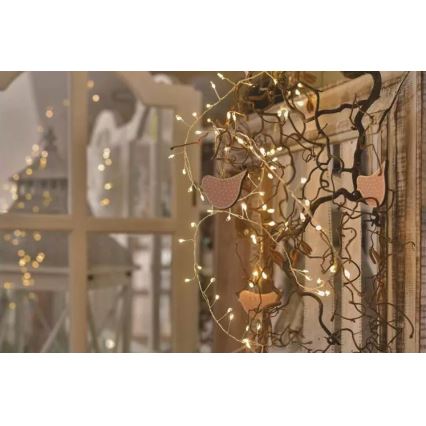 Guirnalda LED 100 LEDs/3xAA 2,7 m blanco cálido