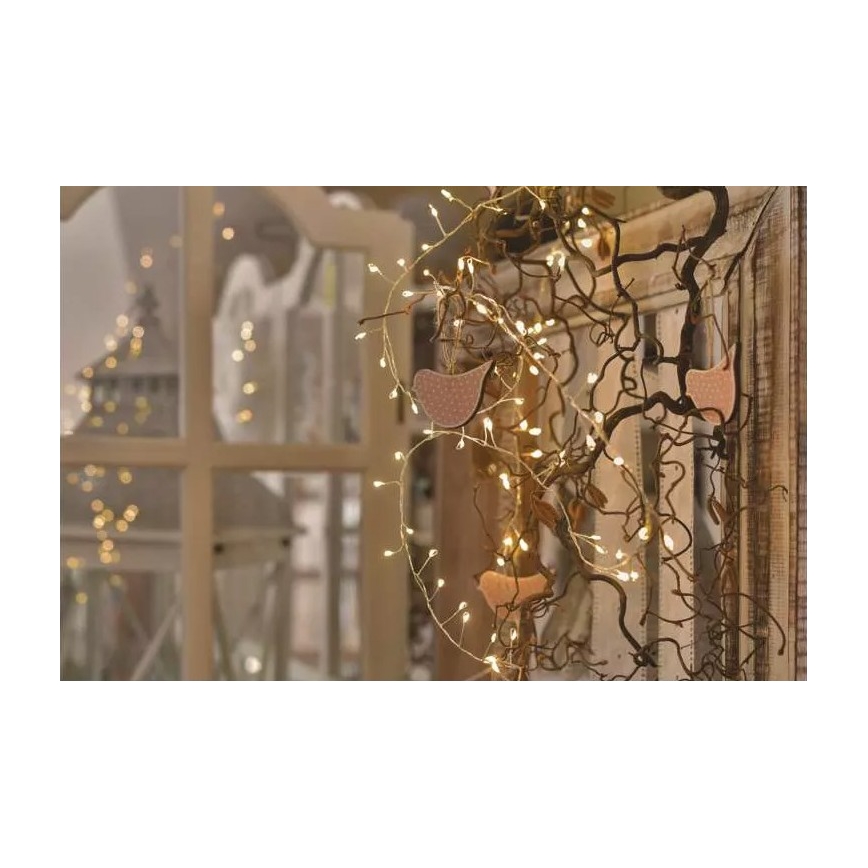 Guirnalda LED 100 LEDs/3xAA 2,7 m blanco cálido