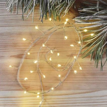 Guirnalda LED 100 LEDs/3xAA 2,7 m blanco cálido