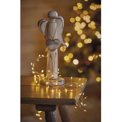 Guirnalda LED 100 LEDs/3xAA 2,7 m blanco cálido