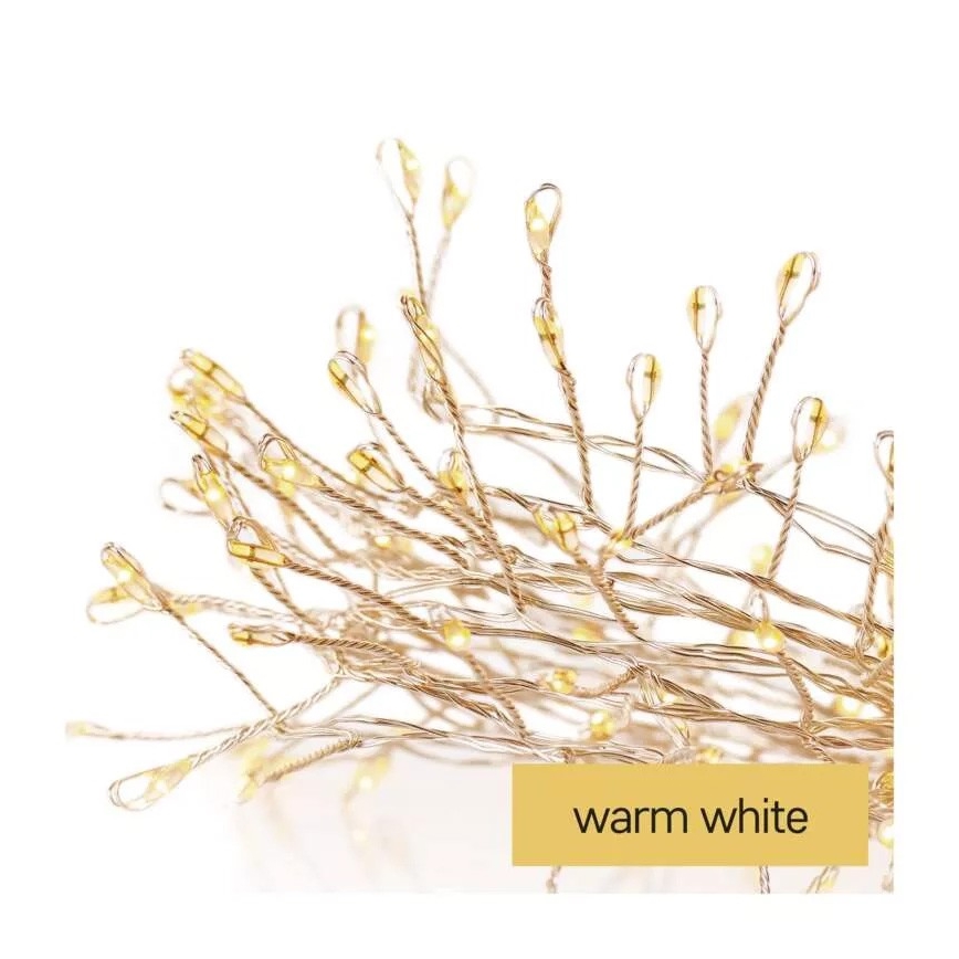 Guirnalda LED 100 LEDs/3xAA 2,7 m blanco cálido