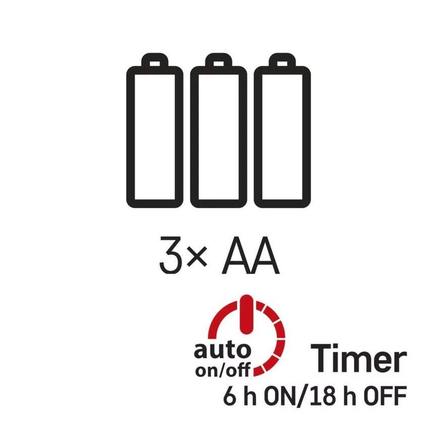 Guirnalda LED 100 LEDs/3xAA 2,7 m blanco cálido