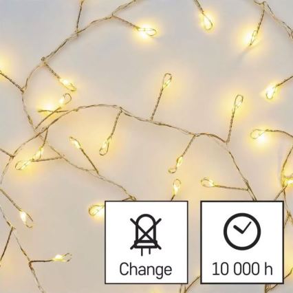 Guirnalda LED 100 LEDs/3xAA 2,7 m blanco cálido