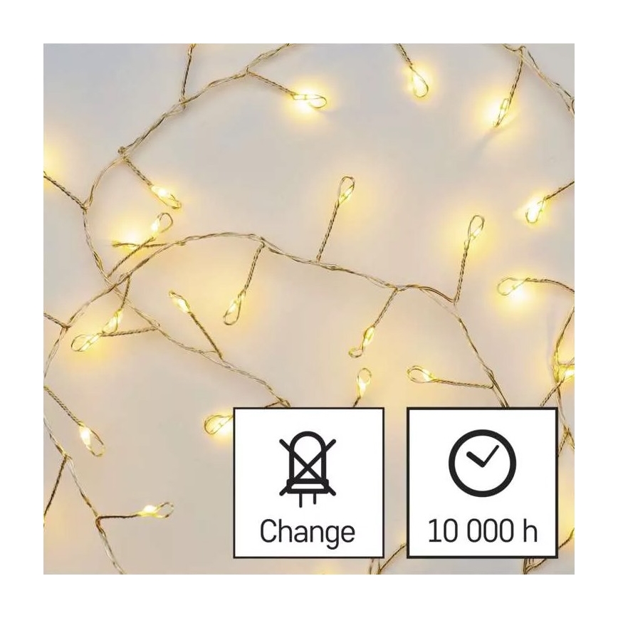 Guirnalda LED 100 LEDs/3xAA 2,7 m blanco cálido