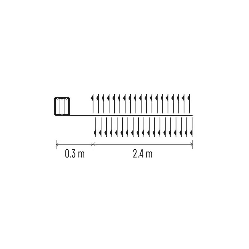 Guirnalda LED 100 LEDs/3xAA 2,7 m blanco cálido