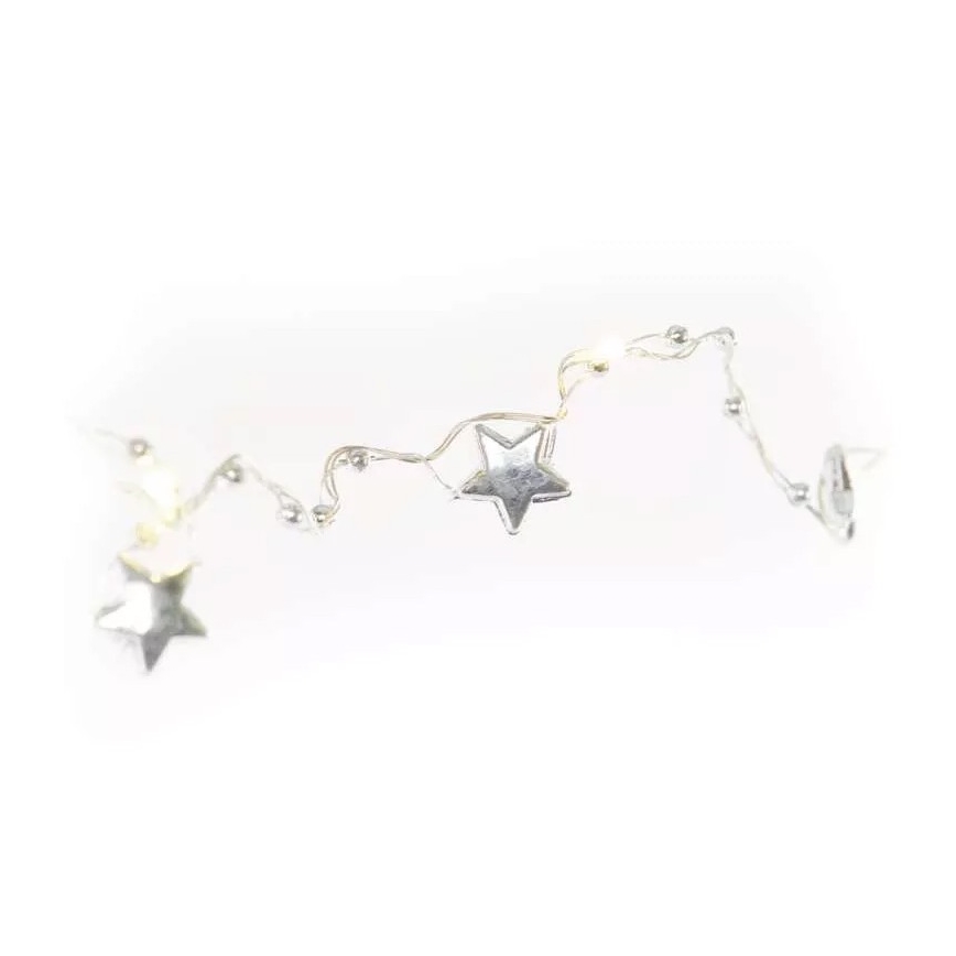 Guirnalda LED, 20 LEDs, alimentada por 2 pilas AA, 2,2 m, blanco cálido