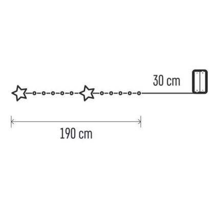 Guirnalda LED, 20 LEDs, alimentada por 2 pilas AA, 2,2 m, blanco cálido