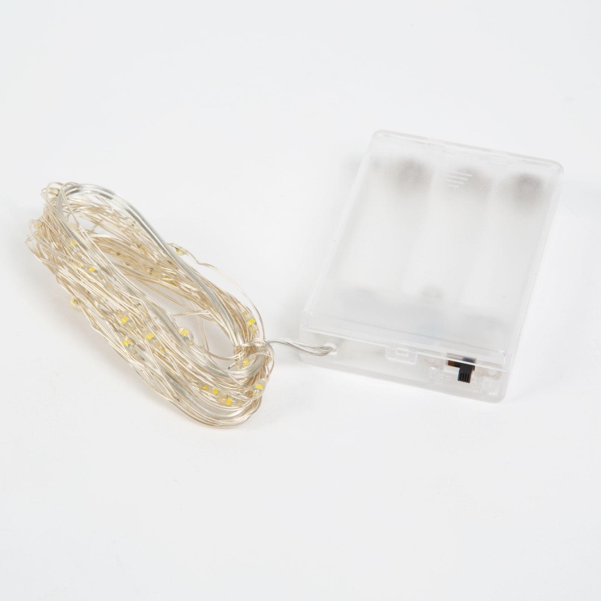 Guirnalda LED 50 LEDs / 3xAA, 5,25 m, blanco frío