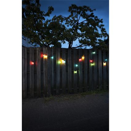 Guirnalda LED exterior ampliable CONE FILAMENT 20xE10 14m multicolor/blanco cálido IP44, Fabricado en la UE