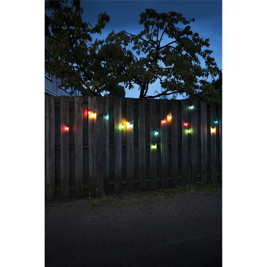 Guirnalda LED exterior ampliable CONE FILAMENT 20xE10 14m multicolor/blanco cálido IP44, Fabricado en la UE