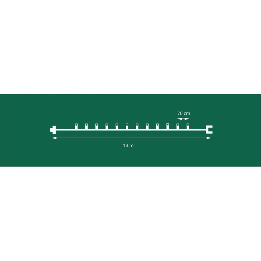 Guirnalda LED exterior ampliable CONE FILAMENT 20xE10 14m multicolor/blanco cálido IP44, Fabricado en la UE