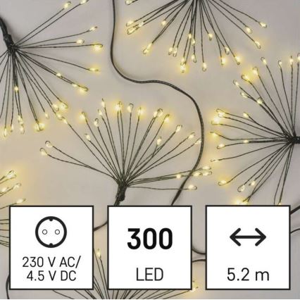 Guirnalda LED de Navidad 300xLED 5,2+3 m blanco cálido