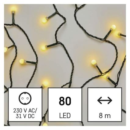 Guirnalda LED de Navidad 80xLED/230V/8 funciones 13m IP44 blanco cálido