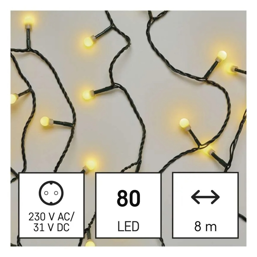 Guirnalda LED de Navidad 80xLED/230V/8 funciones 13m IP44 blanco cálido