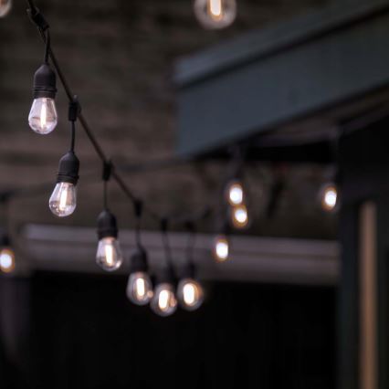 Guirnalda LED decorativa para exterior 10xE27/1W/230V 6,44 m IP44 negra