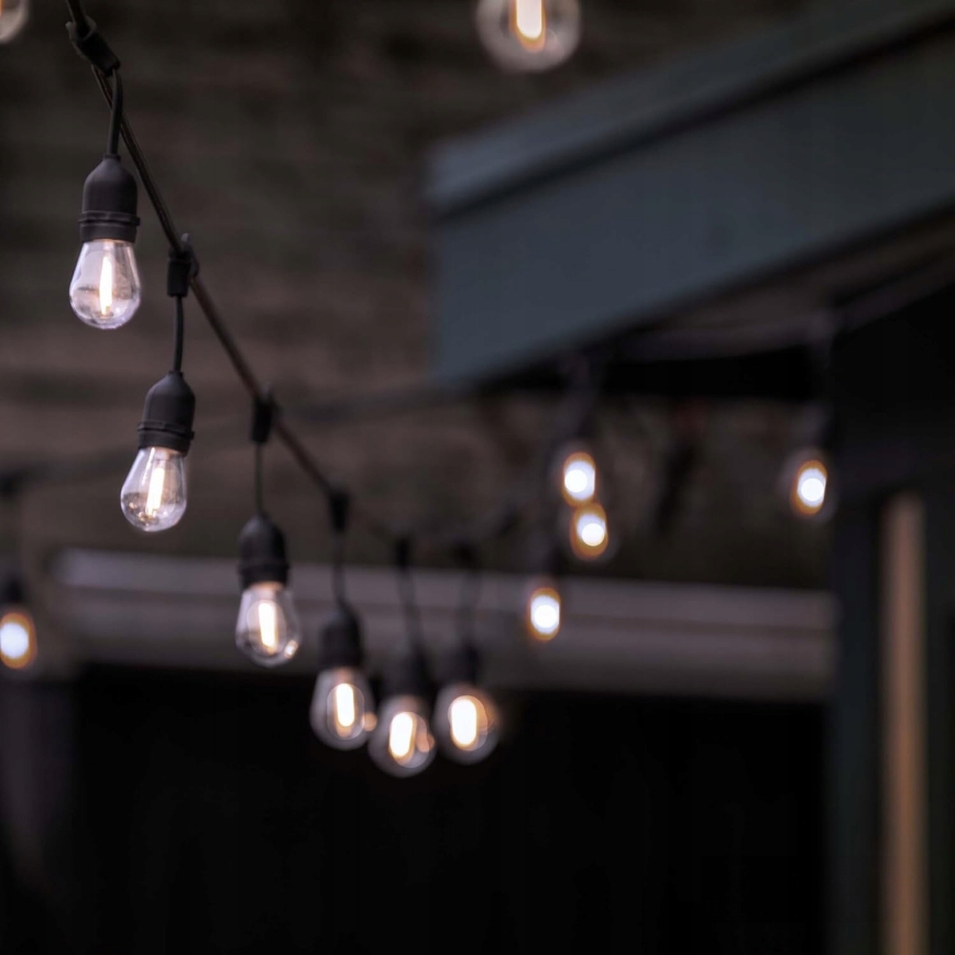 Guirnalda LED decorativa para exterior 10xE27/1W/230V 6,44 m IP44 negra