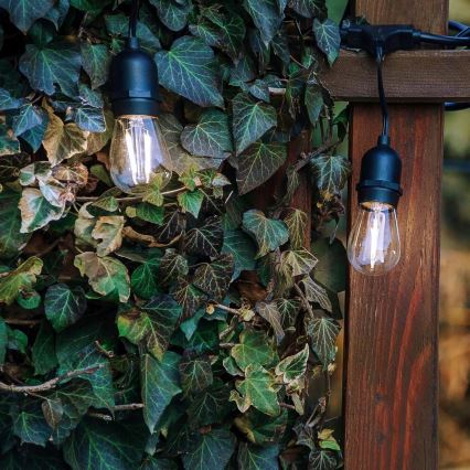 Guirnalda LED decorativa para exterior 10xE27/1W/230V 6,44 m IP44 negra