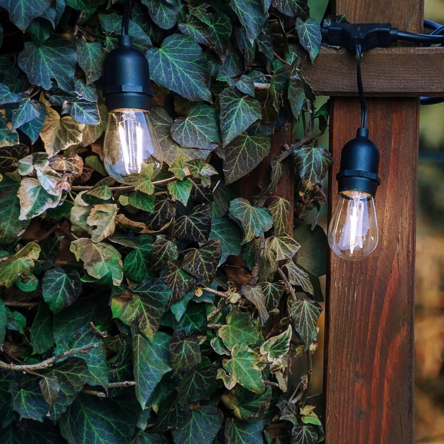 Guirnalda LED decorativa para exterior 10xE27/1W/230V 6,44 m IP44 negra