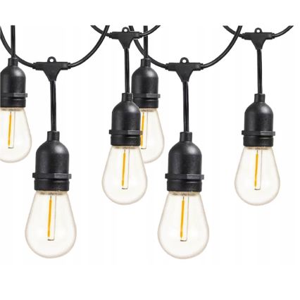 Guirnalda LED decorativa para exterior 10xE27/1W/230V 6,44 m IP44 negra