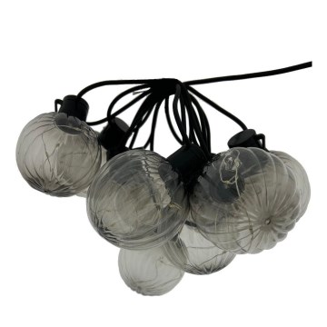Guirnalda LED decorativa para exterior 10xLED/0,15W/230V 6,8 m IP44 negro/ahumado