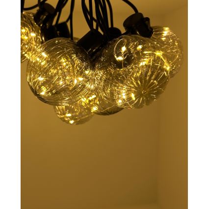 Guirnalda LED decorativa para exterior 10xLED/0,15W/230V 6,8 m IP44 negro/ahumado