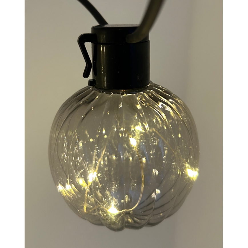 Guirnalda LED decorativa para exterior 10xLED/0,15W/230V 6,8 m IP44 negro/ahumado