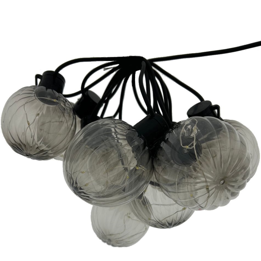 Guirnalda LED decorativa para exterior 10xLED/0,15W/230V 6,8 m IP44 negro/ahumado