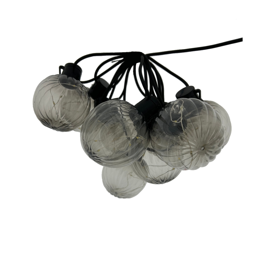 Guirnalda LED decorativa para exterior 10xLED/0,15W/230V 6,8 m IP44 negro/ahumado