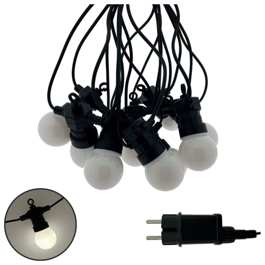 Guirnalda LED decorativa para exterior 10xLED/0,36W/230V 4,5 m IP44 negra