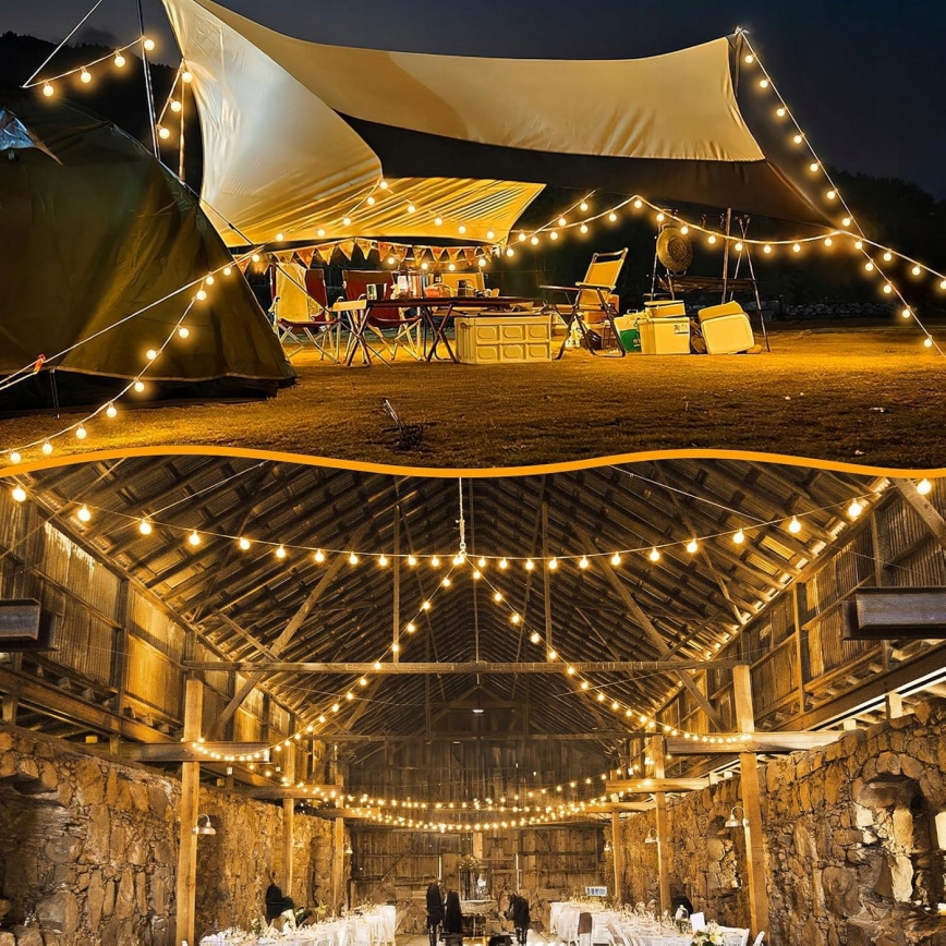 Guirnalda LED decorativa para exterior 20xE12/1W/230V 20 m IP65 negra