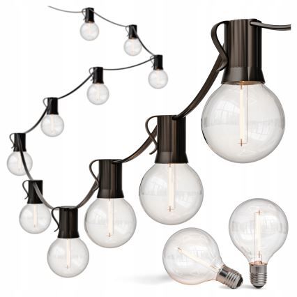 Guirnalda LED decorativa para exterior 20xE12/1W/230V 20 m IP65 negra