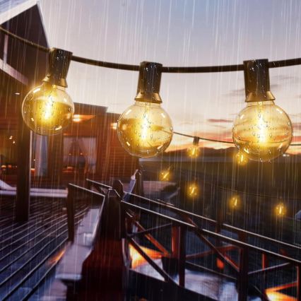 Guirnalda LED decorativa para exterior 25xE12/1W/230V 17,5 m IP65 negra