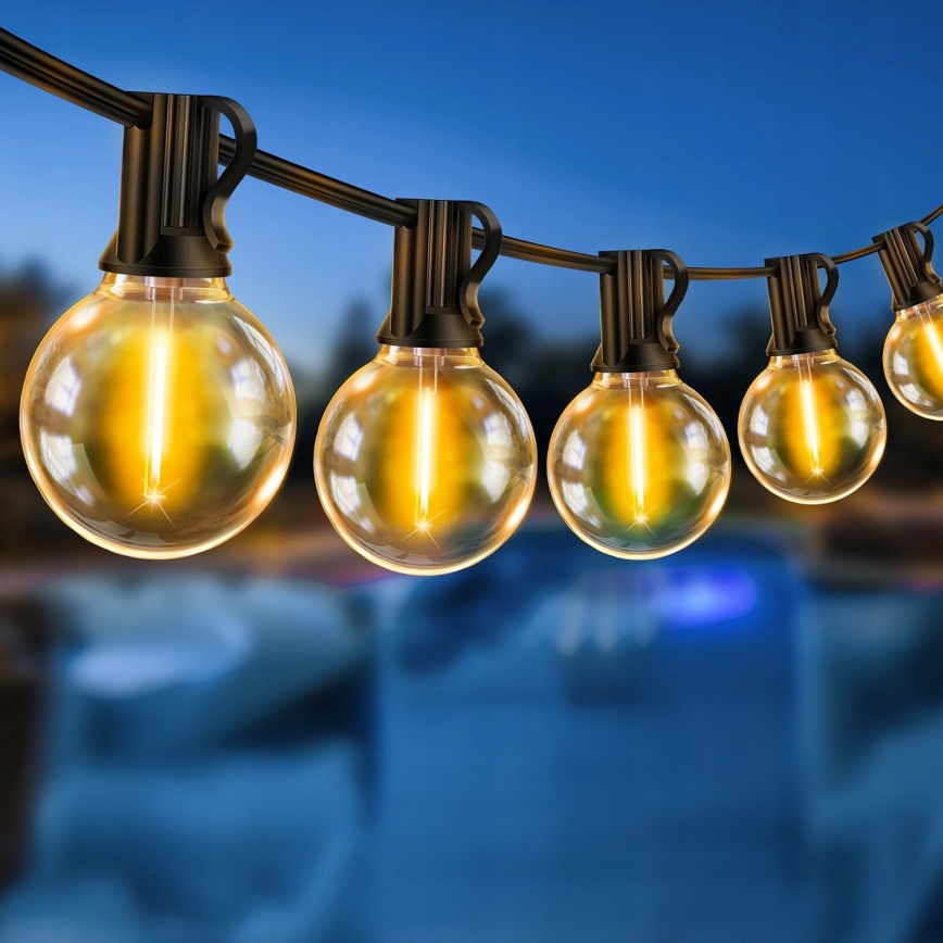 Guirnalda LED decorativa para exterior 25xE12/1W/230V 17,5 m IP65 negra