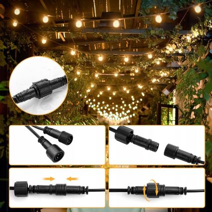 Guirnalda LED decorativa para exterior 25xE12/1W/230V 17,5 m IP65 negra
