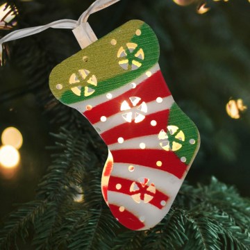 Guirnalda LED exterior 10xLED/2xAA, 1,65 m, IP44, blanco cálido, con fundas tipo media