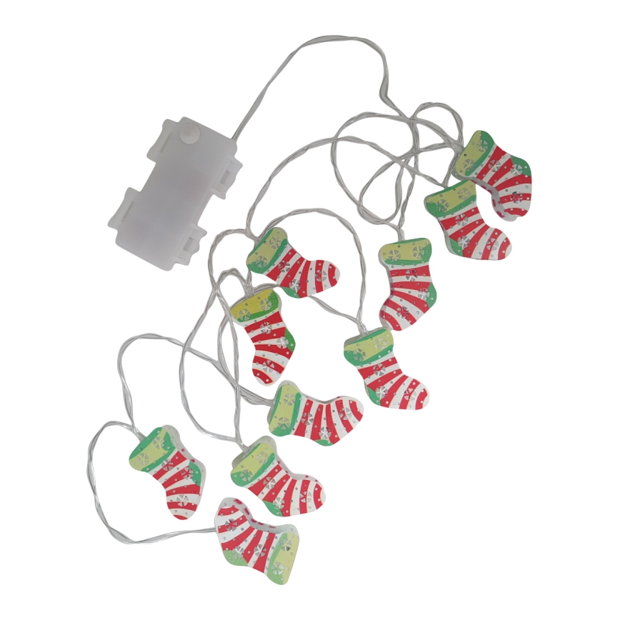 Guirnalda LED exterior 10xLED/2xAA, 1,65 m, IP44, blanco cálido, con fundas tipo media