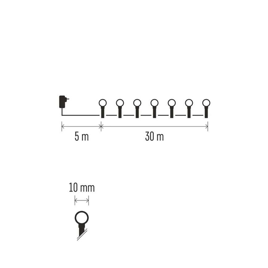 Guirnalda LED navideña 300xLED/8 funciones 35m IP44 blanco cálido
