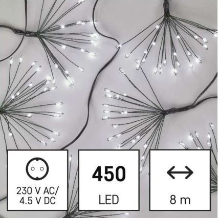 Guirnalda LED navideña 450xLED 8+3 m blanco frío