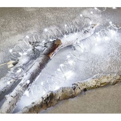 Guirnalda LED para exterior 100 LEDs/15 m IP44 blanco frío